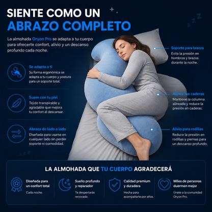Duerme sin dolor de cadera con la Almohada Oryon Pro™